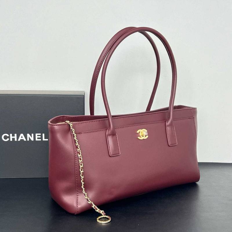 Chanel Cerf Shopping Bag Dark Burgundy calfskin leather